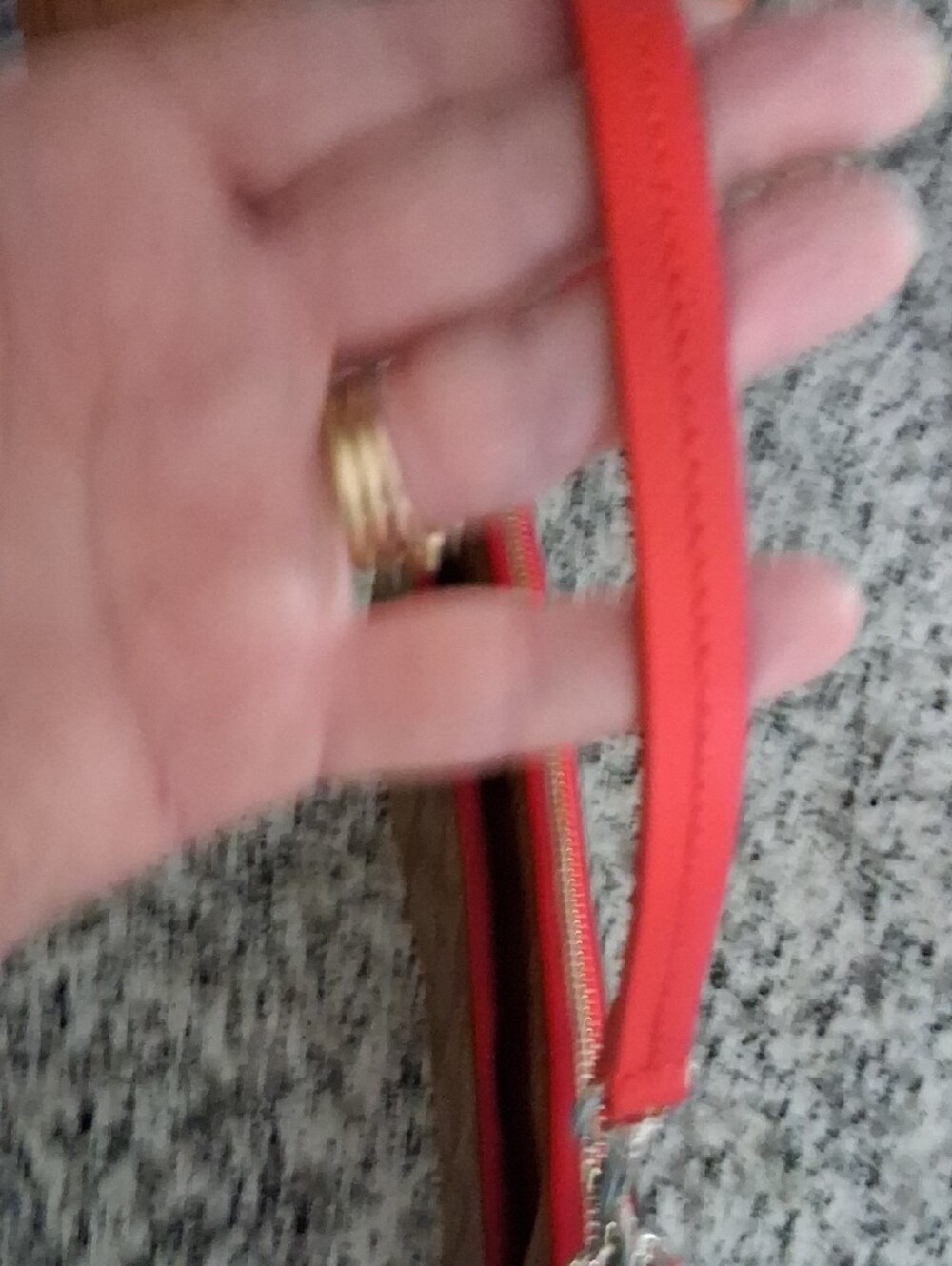Coach Brown Signature Canvas Wristlet/Clutch MINI bag  with Orange Trim EUC - Picture 8 of 13